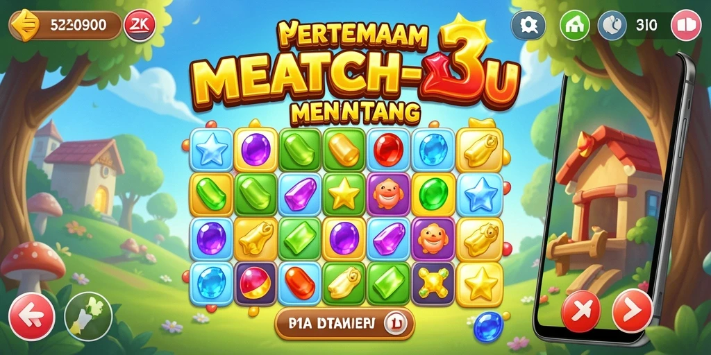Tampilan gameplay seru di 5ZK dengan tantangan Match-3.
