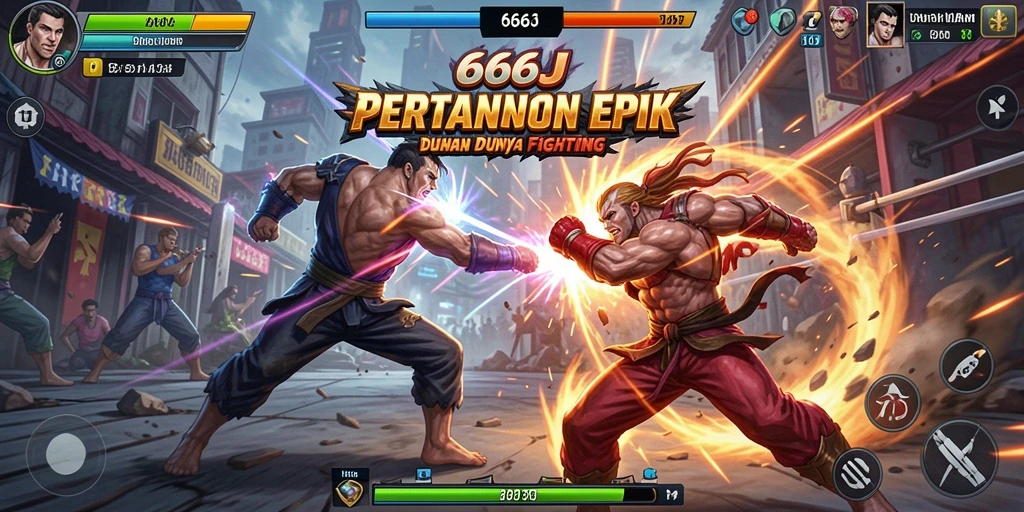 Tampilan dinamis dari gameplay Fighting di 666J.