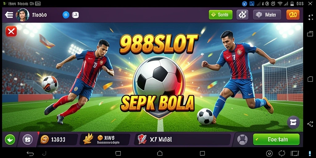 Tampilan gameplay 988SLOT yang menarik dengan tema sepak bola.