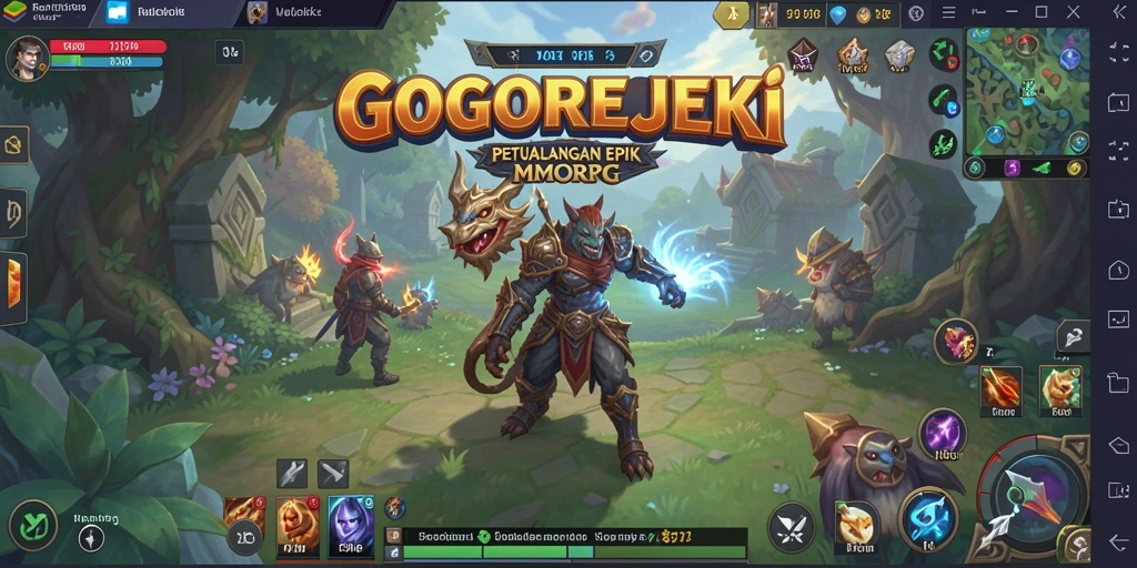 Tangkapan layar utama GOGOREJEKI menampilkan aksi pertarungan seru dalam MMORPG.