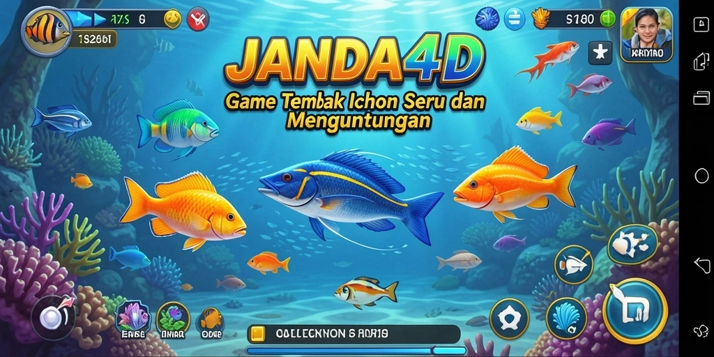 Screenshot gameplay JANDA4D yang menampilkan aksi seru menembak ikan.