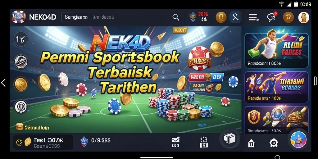 Screenshot utama NEKO4D menampilkan aksi taruhan yang dinamis dan seru.