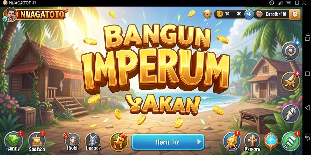 Tampilan gameplay <strong>NIAGATOTO</strong> yang memukau dalam membangun kerajaan bisnis.