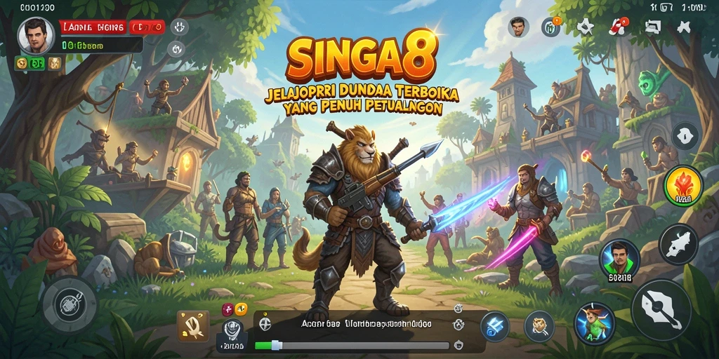 Tampilan luar biasa dari gameplay SINGA8 di dunia terbuka.