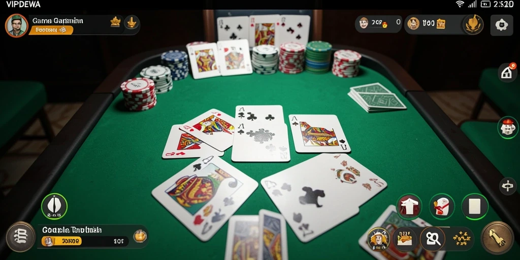 Screenshot gameplay Gaple di VIPDEWA dengan kartu yang dimainkan.