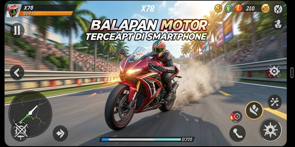 Tampilan gameplay X78 yang seru dan mendebarkan saat balapan.